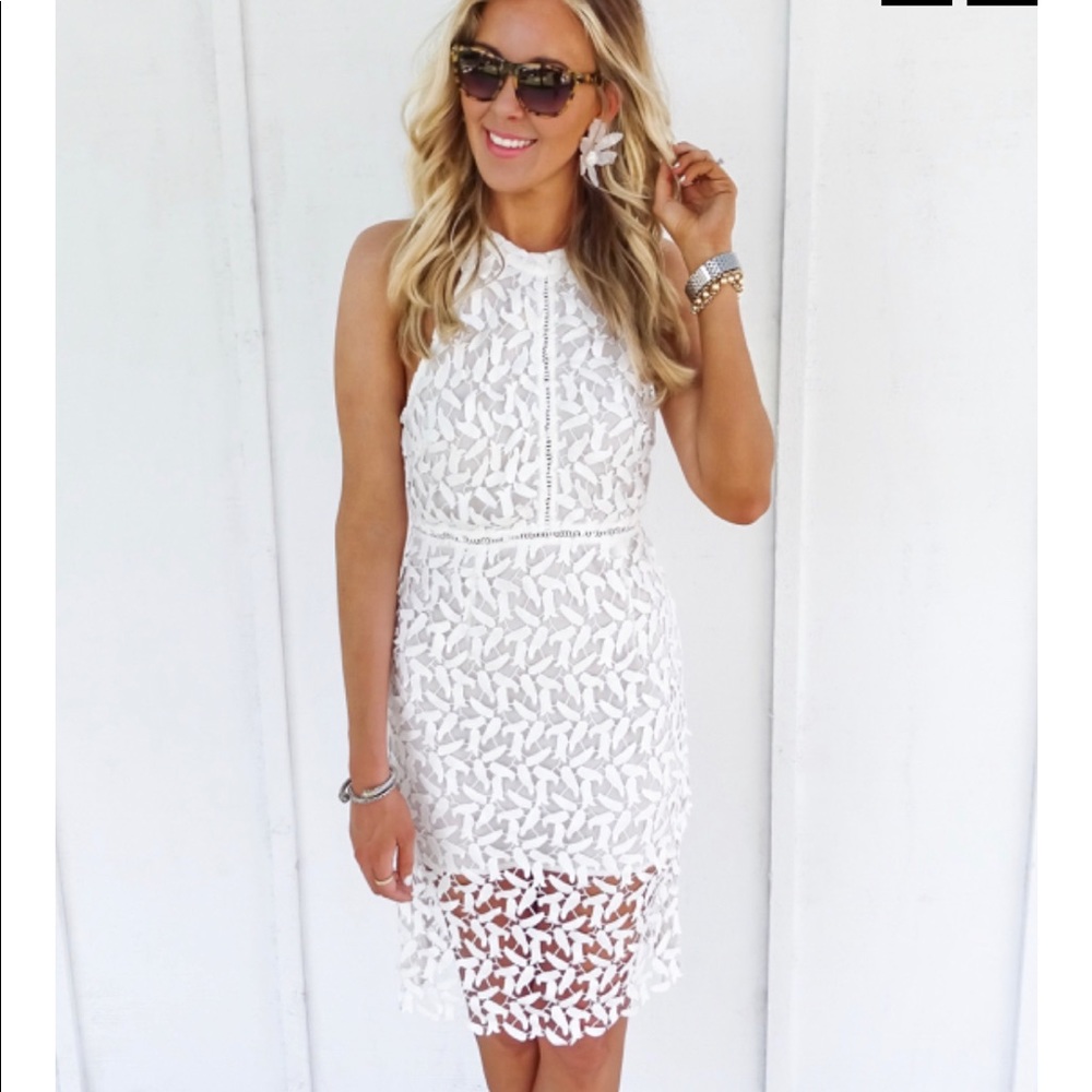 White high neck halter dress